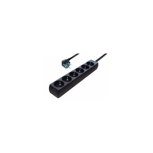 Transmedia 6-way Schuko Outlet power strip. Black