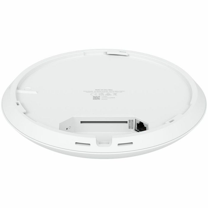 Ubiquiti U7-Pro-Max Ceiling-mounted WiFi 7 AP with 8 spatial streams, 6 GHz support, and a dedicated spectral scanning engine for interference-free WiFi in demanding, large-scale environments