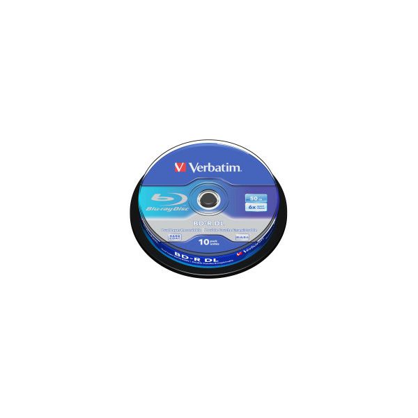 DVD Blu-Ray Verbatim BD-R DL 6× 50GB White Blue Surface Scratch Guard Plus 10 pack spindle