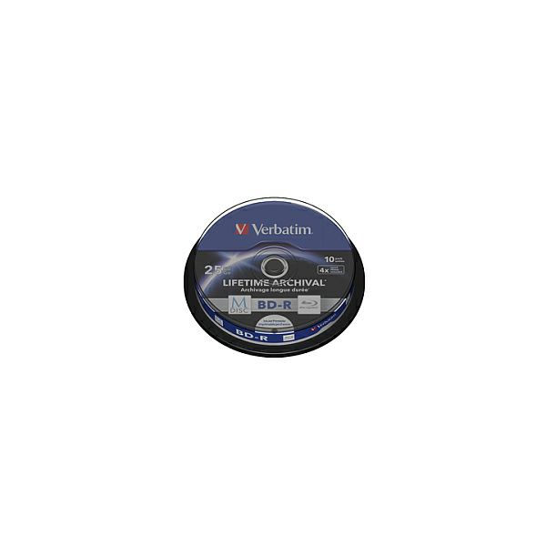 DVD Blu-Ray M-Disc Verbatim BD-R SL 25GB 4× Printable 10 pack spindle (Single Layer)