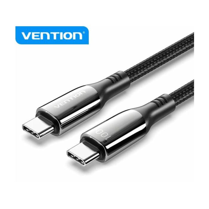 Vention Cotton Braided USB 2.0 C Male to C Male 5A Cable 2M Black