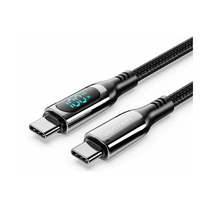Vention Cotton Braided USB 2.0 C Male to C Male 5A Cable With LED Display 1,2m