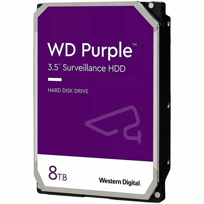 HDD Video Surveillance WD Purple 8TB CMR, 3.5, 256MB, 5640 RPM, SATA, TBW: 180