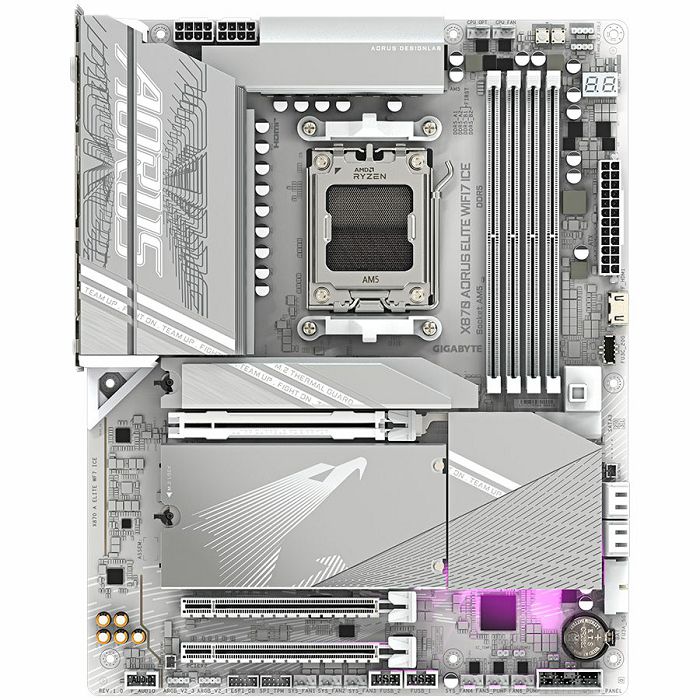 GIGABYTE MB X870 AORUS ELITE WIFI7 ICE (AM5, 4x DDR5 256GB, 1x PCI-E 5.0 x16x16, 1x PCI-E 4.0 x16x4, 1x PCI-E 3.0 x16x2, 3x M.2 PCIe 5.0 & 1x M.2 PCIe 4.0, 4x SATA, 2x USB4 Type-C. 6x USB 3.2, 4x USB
