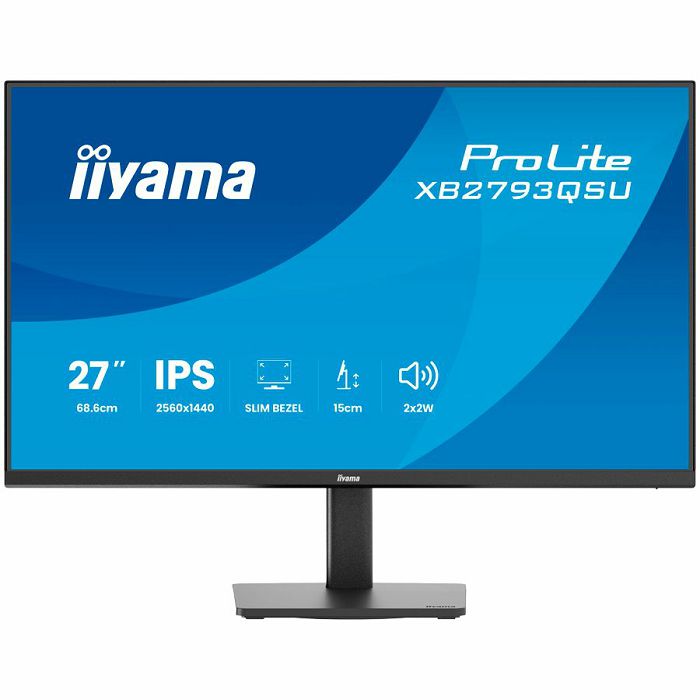 IIYAMA Monitor LED XB2793QSU-B1 27" 2560 x 1440 75Hz IPS 350cd 1ms HDMI DP USB HUB height, swivel, tilt, pivot Pro