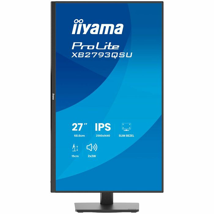 IIYAMA Monitor LED XB2793QSU-B1 27" 2560 x 1440 75Hz IPS 350cd 1ms HDMI DP USB HUB height, swivel, tilt, pivot Pro