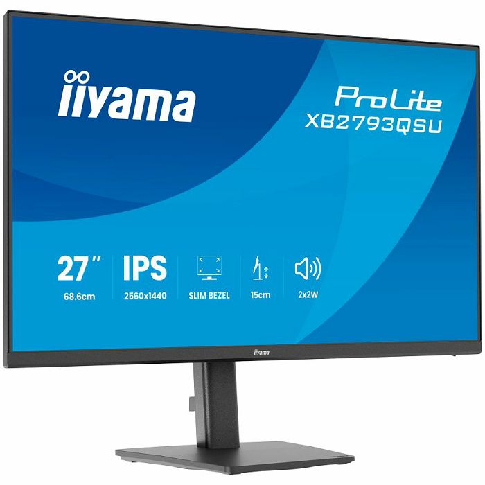 IIYAMA Monitor LED XB2793QSU-B1 27" 2560 x 1440 75Hz IPS 350cd 1ms HDMI DP USB HUB height, swivel, tilt, pivot Pro