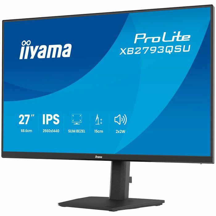 IIYAMA Monitor LED XB2793QSU-B1 27" 2560 x 1440 75Hz IPS 350cd 1ms HDMI DP USB HUB height, swivel, tilt, pivot Pro