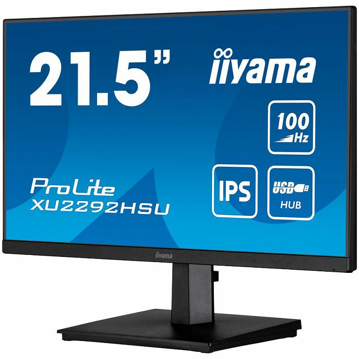 IIYAMA Monitor LED XU2292HSU-B6 21.5" IPS 1920x1080 100Hz 16:9 1000:1 250cd 0.4ms HDMI DP USB Hub 3.2 Gen 1 Tilt 3y