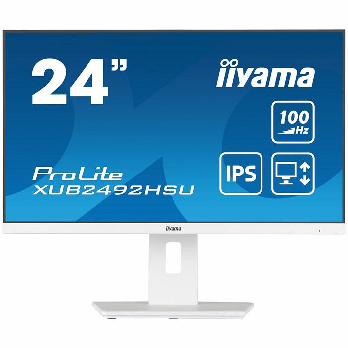 IIYAMA Monitor LED XUB2492HSU-W6 WHITE 23.8" IPS 1920 x 1080 @100Hz 16:9 250 cd/m² 1300:1 0.4ms HDMI DP USB 4 x 3.2  Full Ergonomic