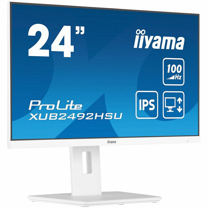 IIYAMA Monitor LED XUB2492HSU-W6 WHITE 23.8" IPS 1920 x 1080 @100Hz 16:9 250 cd/m² 1300:1 0.4ms HDMI DP USB 4 x 3.2  Full Ergonomic