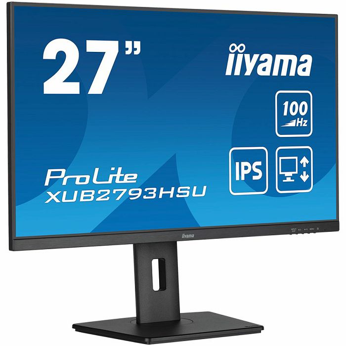 IIYAMA Monitor LED XUB2793HSU-B7 27" IPS 1920 x 1080 100Hz 16:9 300 cd/m 1ms 1300:1 HDMI DP USB HUB height, swivel, tilt, pivot (rotation both sides) 3y