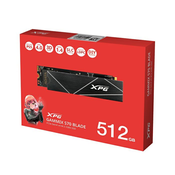 ADATA SSD Gammix S70 Blade, R7200/W2600,512G, NVMe