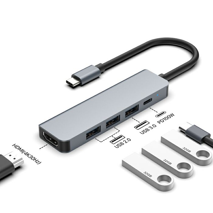Asonic 5u1 USB C na HDMI, U2/U3.0,C, aluminij