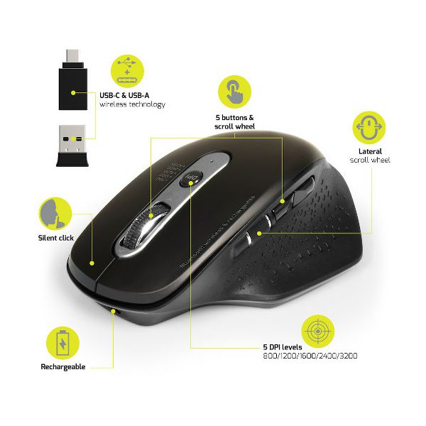 Port miš OFFICE EXE punjivi BLUETOOTH COMBO, crni