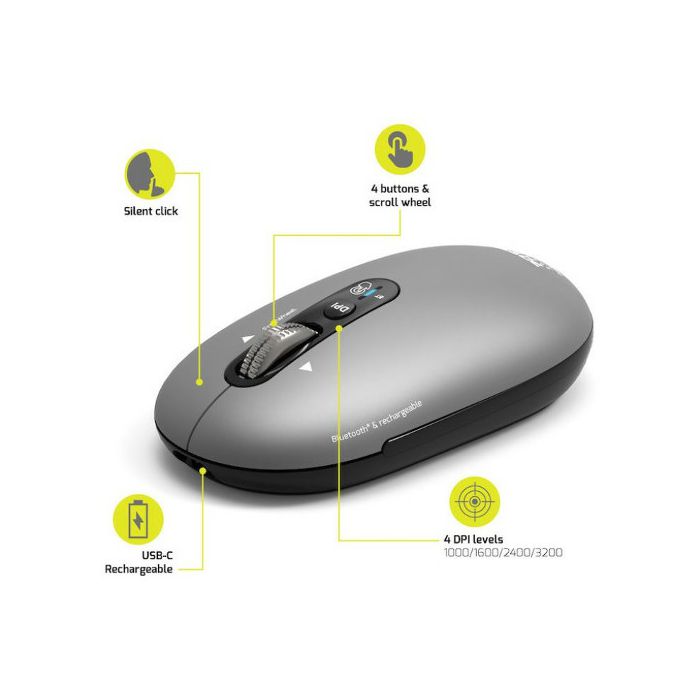 Port miš PURE MAC BT+WL, punjivi, crni