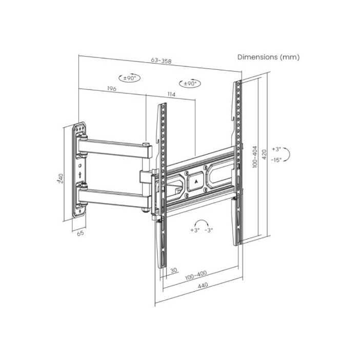 SBOX izvlačno okretni nosač 32"-55", do 35kg