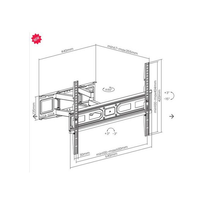 SBOX izvlačno okretni nosač 37"-80", do 40kg